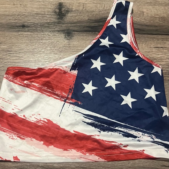 American Flag One-Shoulder Top - Picture 1 of 2